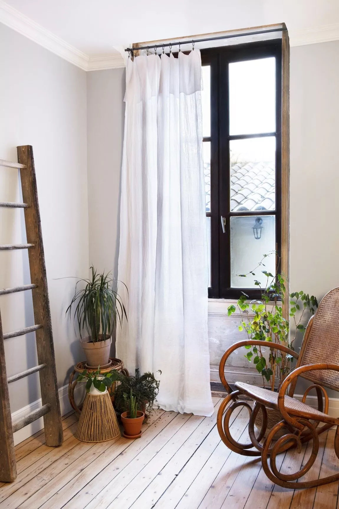 Cotton gauze curtains + 8 clip rings