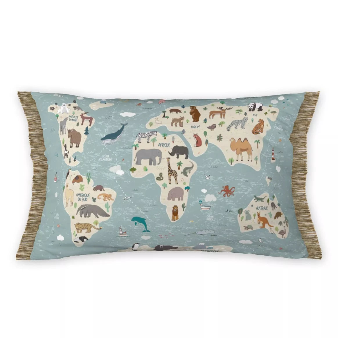 Coussin MAP – Déhoussable avec franges – 30 x 50 cm