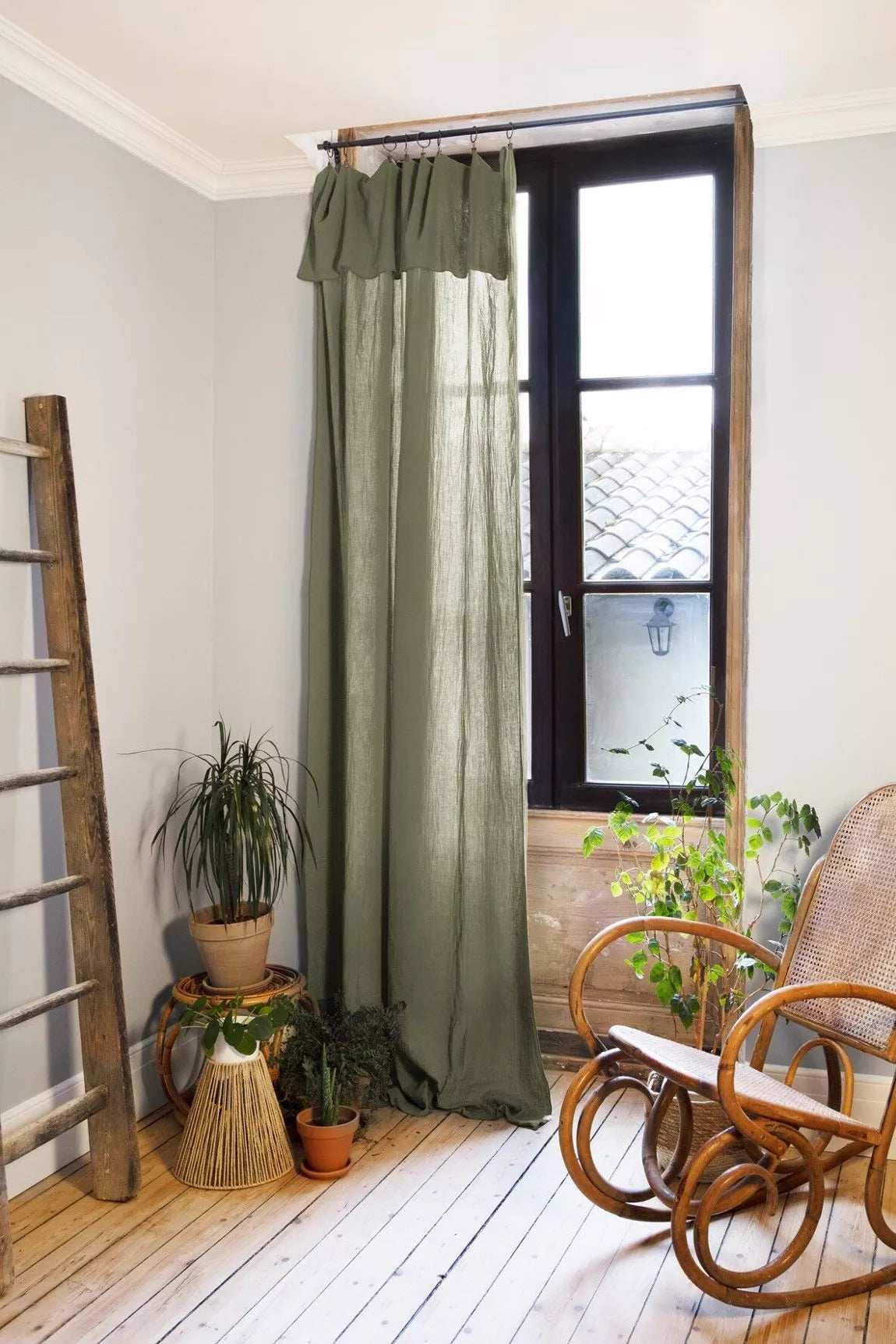 Cotton gauze curtains + 8 clip rings