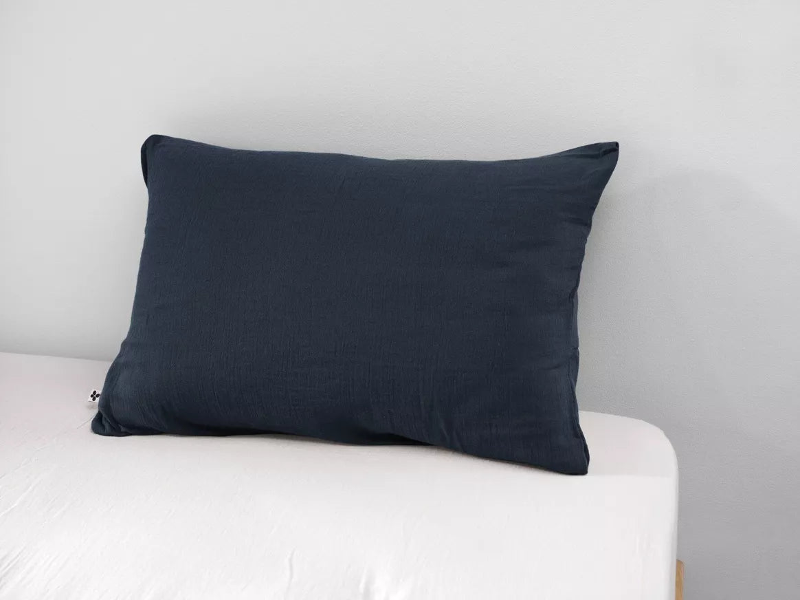 Taie d'oreiller Gaze de coton GAÏA Minuit