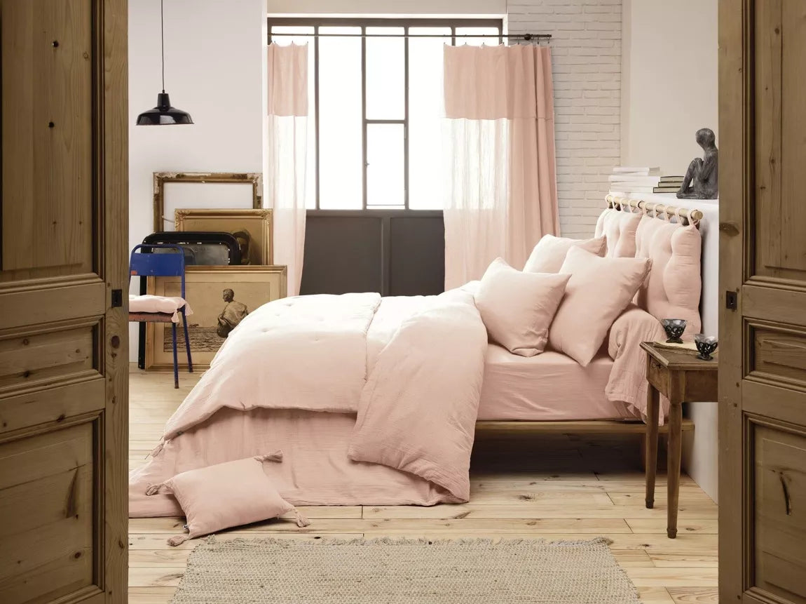 Housse de couette Gaïa en gaze de coton – Rose guimauve