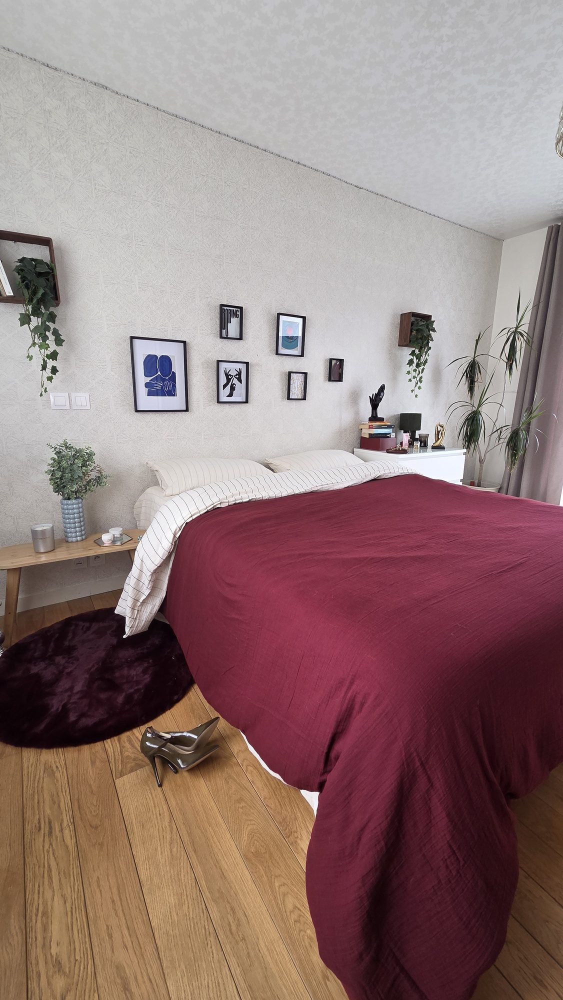 Housse de couette Gaia en gaze de coton - Bordeaux