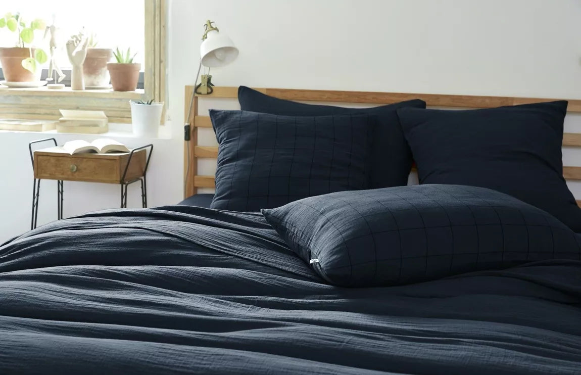 Taie d'oreiller Gaze de coton GAÏA Minuit