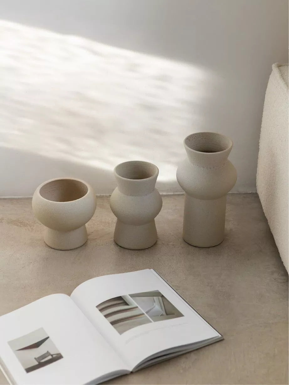 Vase crème émaillé Holden - Fait main