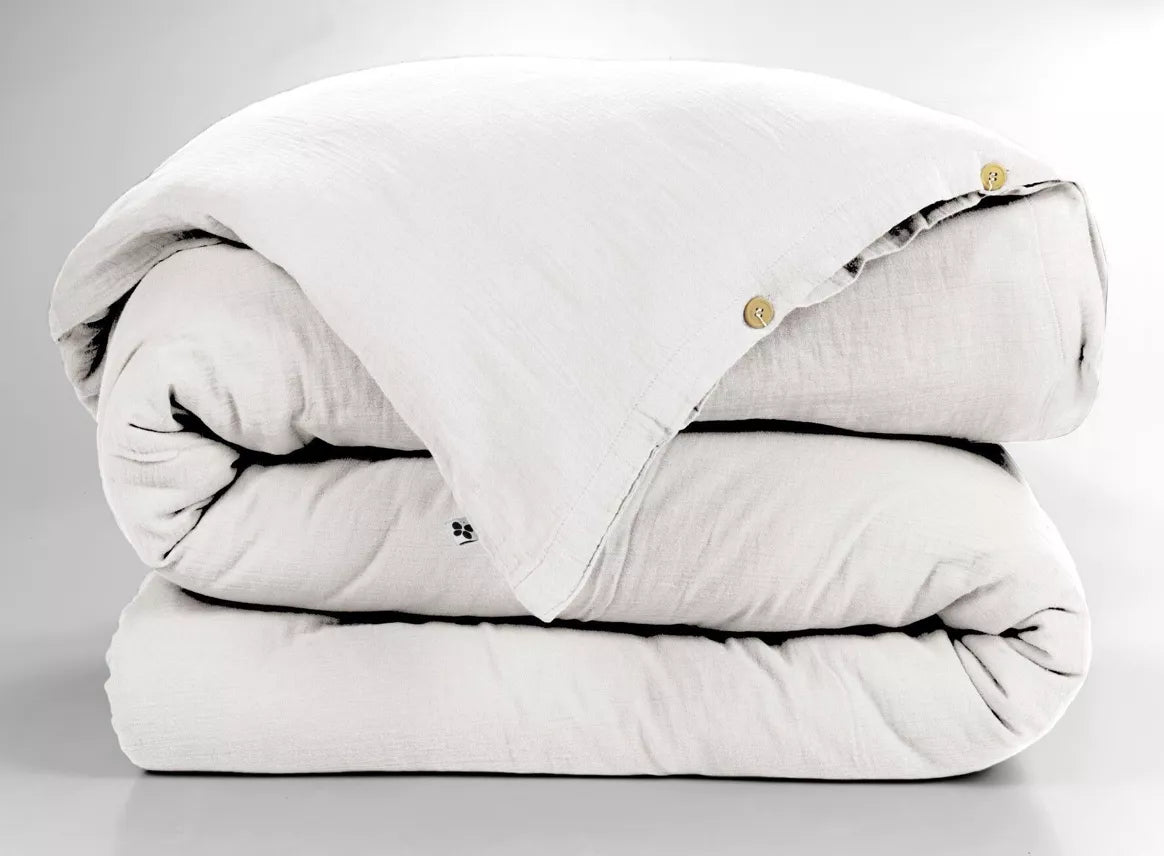 Housse de couette en gaze de coton – Blanc chantilly