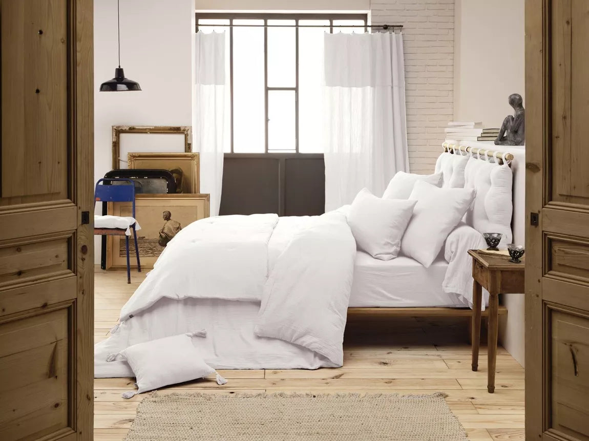 Drap housse Gaze de Coton GAÏA Blanc Chantilly