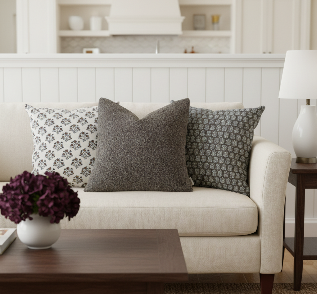 Housse de coussin Willow Bay Miste – 100% coton éthique – 50×50 cm