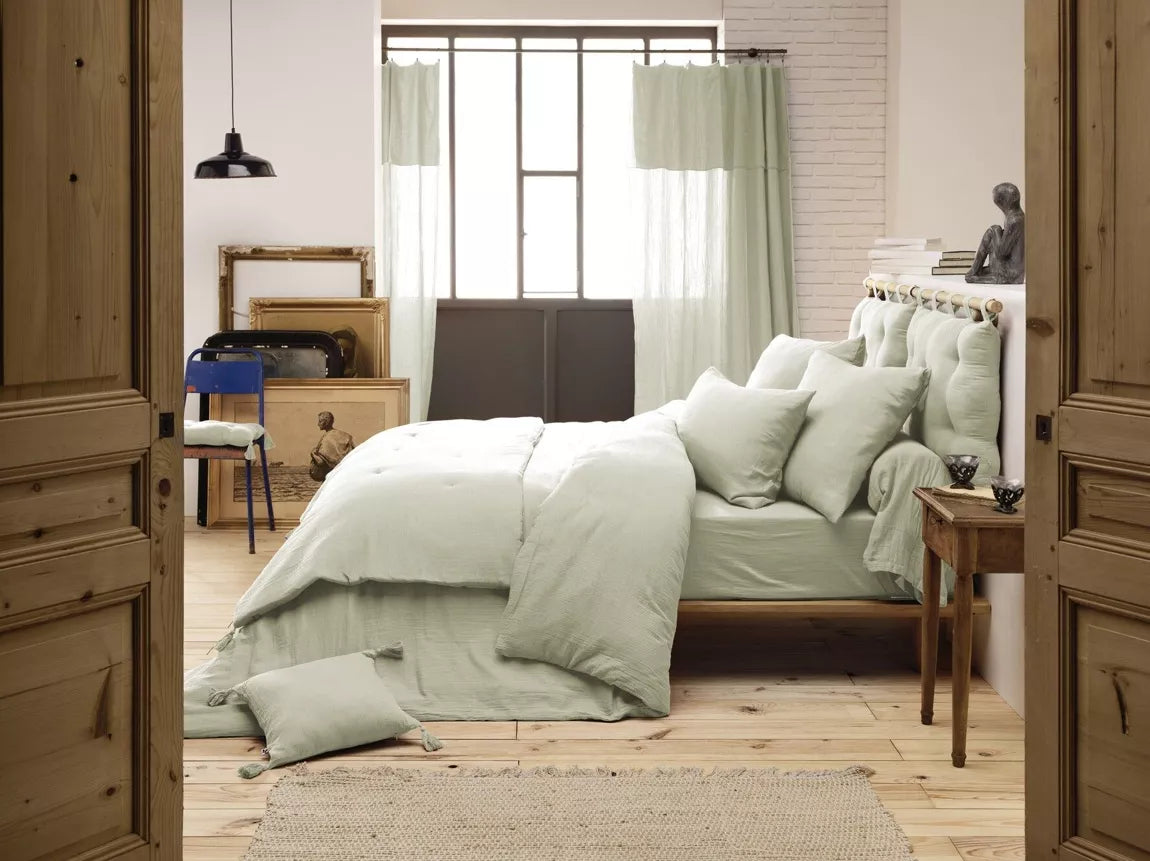 Housse de couette en gaze de coton - Vert d'eau