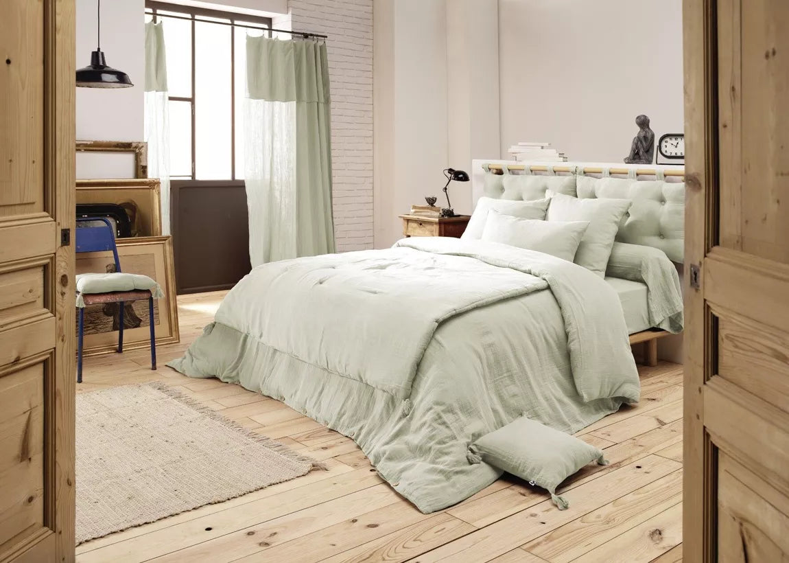 Housse de couette en gaze de coton - Vert d'eau
