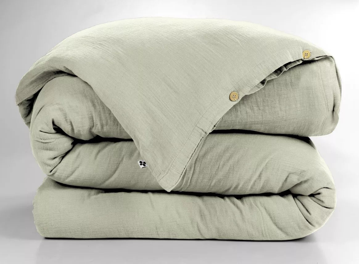 Housse de couette en gaze de coton - Vert d'eau