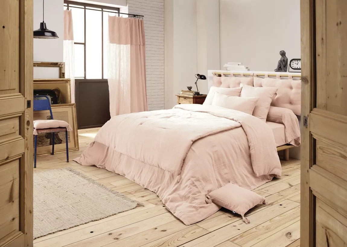 Housse de couette Gaïa en gaze de coton – Rose guimauve