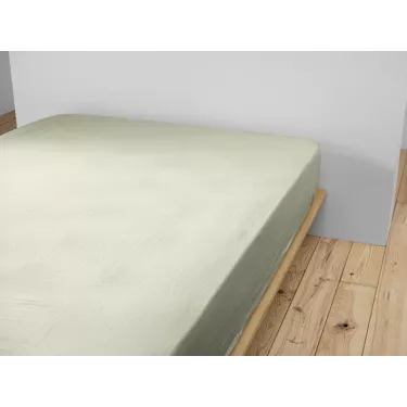 Drap housse Gaïa en gaze de coton – Vert d’eau