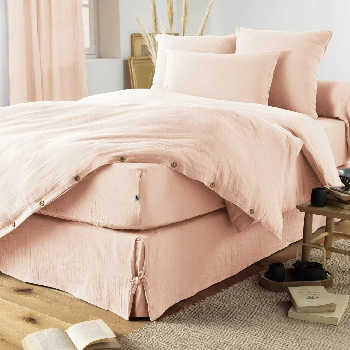 Drap housse GAÏA – Guimauve 90 x 200 cm
